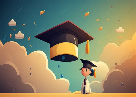 Student Bachelor Hat Cartoon Illustration Background Student