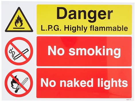 Caledonia Signs 16207k Danger Lpg Highly Flammable No Smoking No Naked Lights Sign Rigid