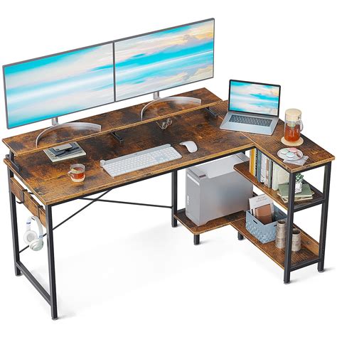 Odk L Shaped Desk With Storage Shelves Inch Corner Desk For Small