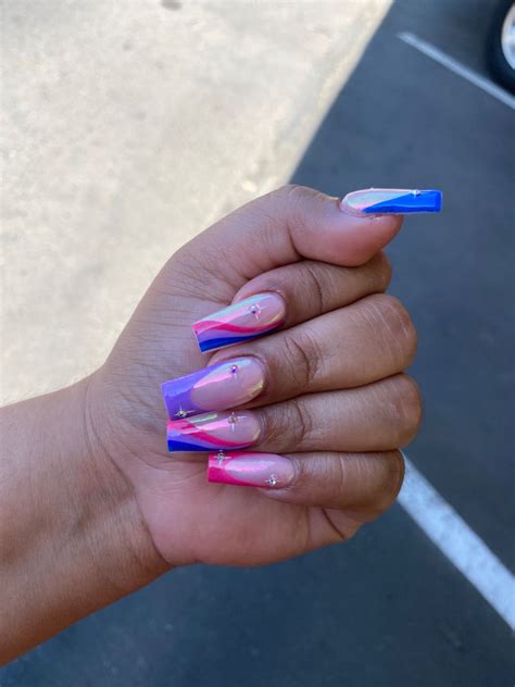 Bi Pride Nails Punk Nails Long Acrylic Nails Rainbow Nails