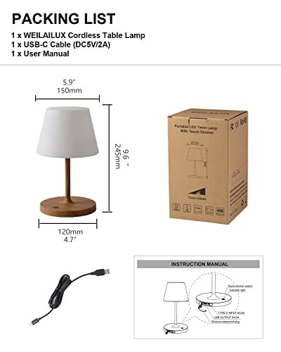 Weilailux Outdoor Battery Operated Table Lamp Waterproof Mah