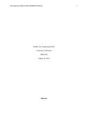 MHA 542 Wk 1 Health Care Leadership Article LaFonda Morgan Docx