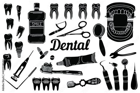 Dental teeth silhouette icons vector set Stock Vector | Adobe Stock