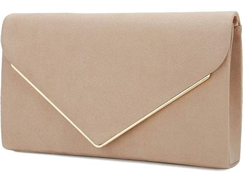 Faux Suede Clutch Bag Nude