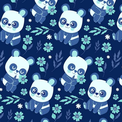 Diseño de patrón de panda dibujado a mano Vector Gratis