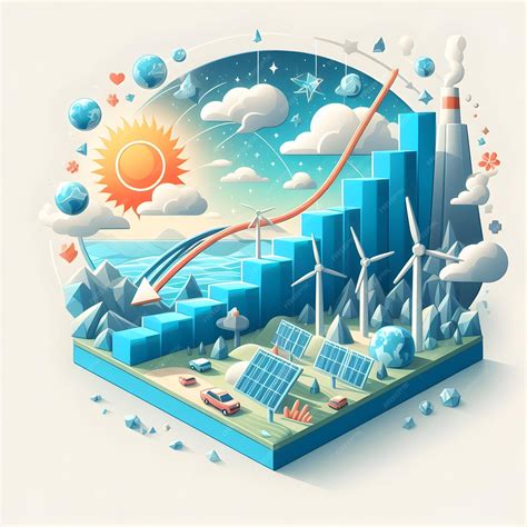 Premium Photo | 3d Flat Icon Clean Energy Transition Concept A graph