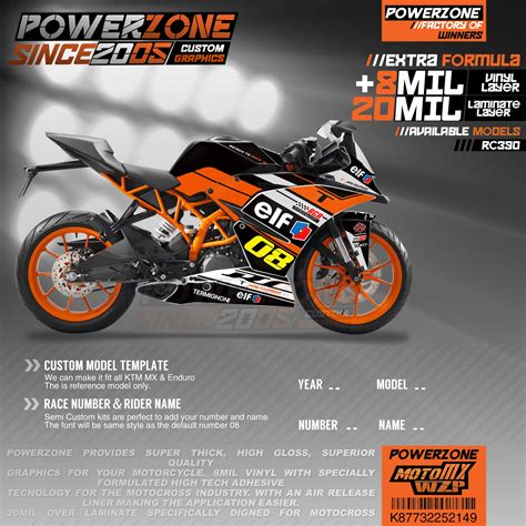 Powerzone Custom Team Graphics Backgrounds Decals 3m Stickers Kit For