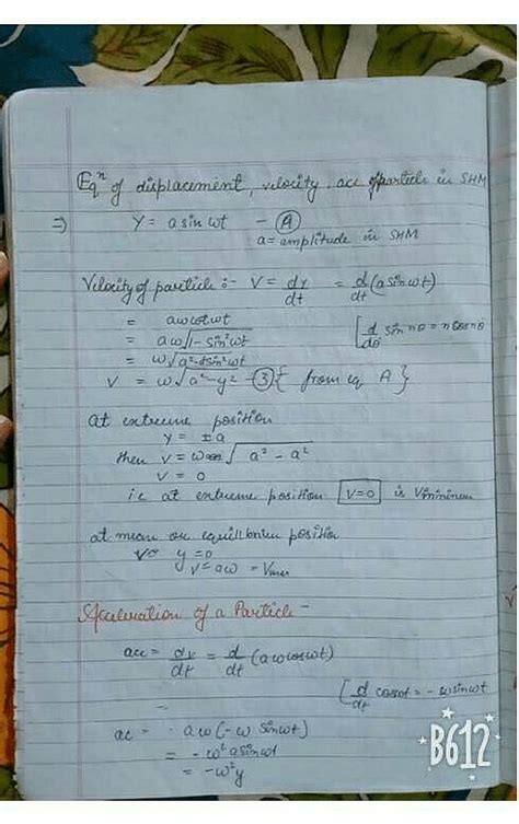 Derivation Of Velocity And Acceleration In Shm Edurev Class 11 Question