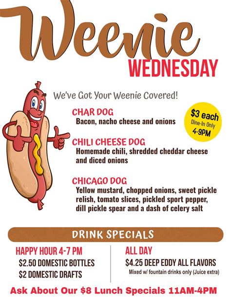 Weenie Wednesday Specials At Choppers Bar And Grill Antioch IL