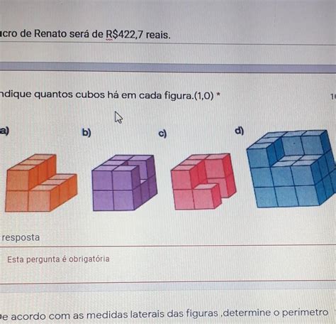 Indique quantos cubos há em cada figura 1 0 brainly br