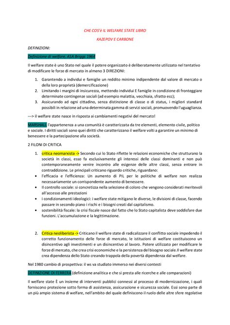 Il Welfare State Concetto Storia E Critica Schemi E Mappe