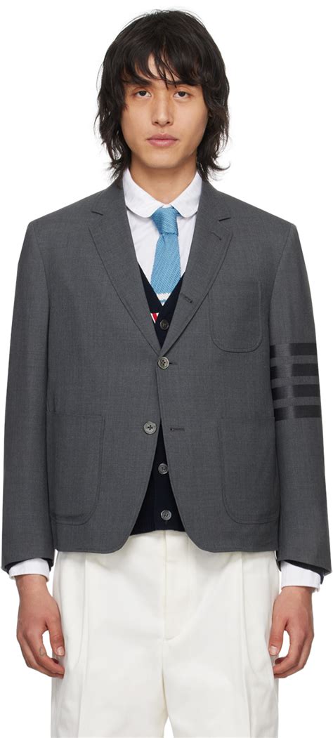 Thom Browne Gray Bar Sack Sport Blazer Ssense Canada