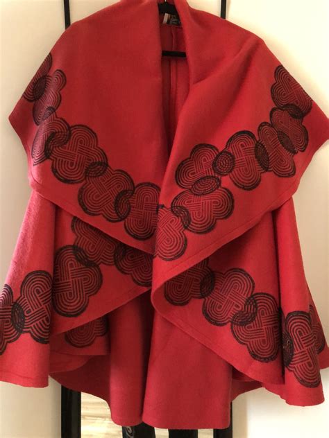 Red Pottery Print Fleece Circle Vest — Sehar Peerzada