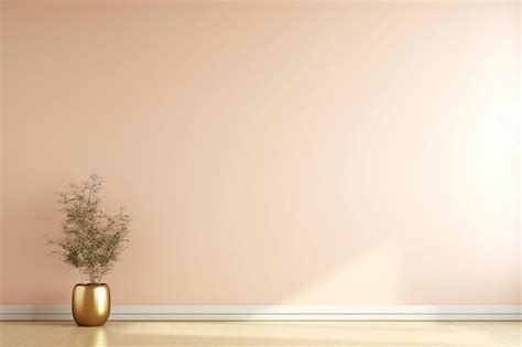 Premium Photo | Light Pink Wall with Gold Accent Decor