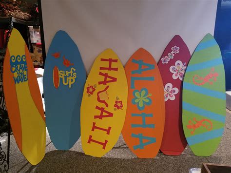 Cardboard Surfboards Luau Theme Party Beach Themed Party