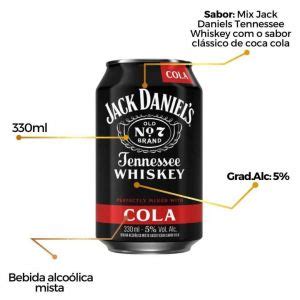 Kit 2 Jack Daniel S Lata Pronto Beber Cola Honey 330ml Na Fox Importadora