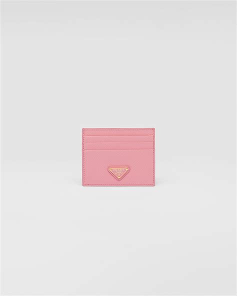 Petal Pink Saffiano Leather Card Holder Prada