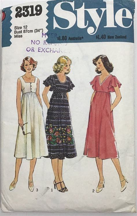 Style Vintage Sewing Paper Pattern Seventies High Etsy Vintage