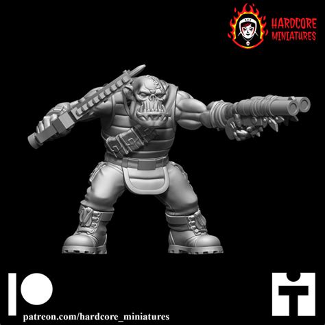 3D Printable Space Orcs DS Heads By Hardcore Miniatures