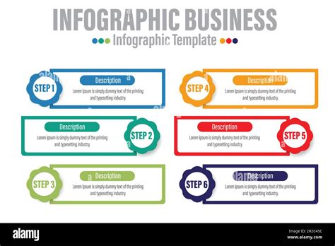 Plantilla De Diseño De Infografía Colorida Con Números Seis 6 Pasos Seis 6 Opción Para