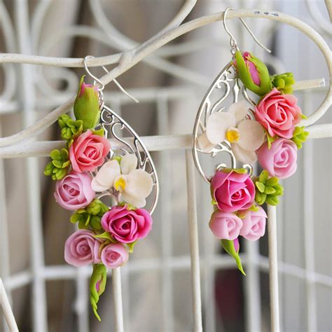 Flower Earrings Artificial Flowers Handmade With Love Oriflowers