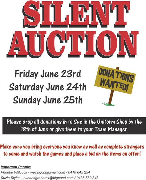 Silent Auction Flyer | Southern United Hockey Club