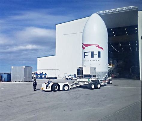 SpaceX's Falcon Heavy payload fairing spotted ahead of its maiden launch