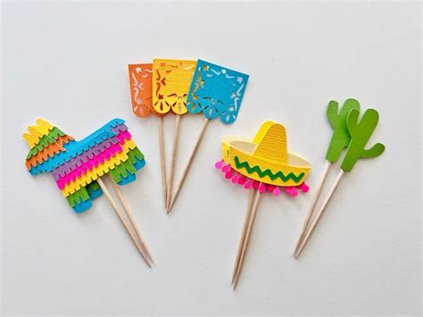 Fiesta Cupcake Toppers Party Decorations St Birthday Cinco De Mayo