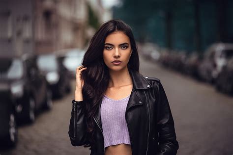 Cute Woman Model Leather Jacket HD Wallpaper Pxfuel