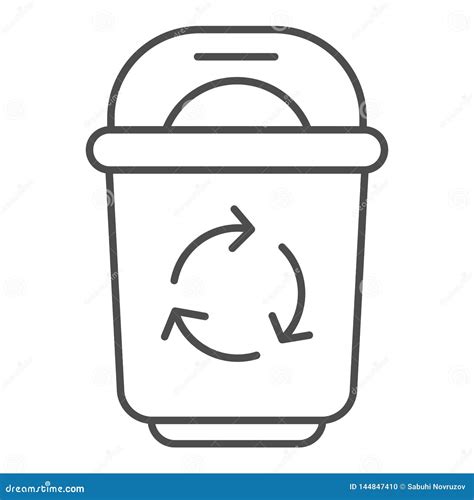 Recycle Garbage Thin Line Icon Bin With Recycle Symbol Vector