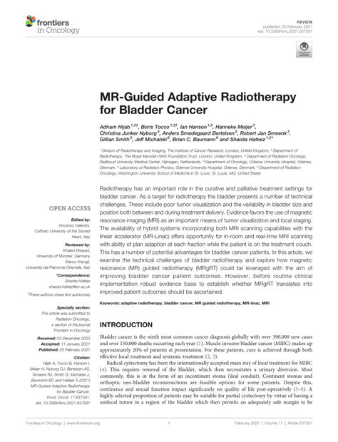 Pdf Mr Guided Adaptive Radiotherapy For Bladder Cancer