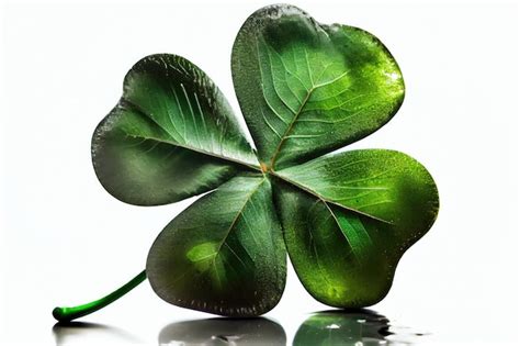 Premium Photo Shiny Fourleaf Green Clover Isolated On White Background