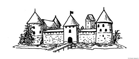 Drawing of Trakai castle – Line art illustrations