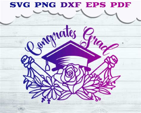 Congrats Grad Svg Graduate Cap Svg Floral Cap Svg Graduation T