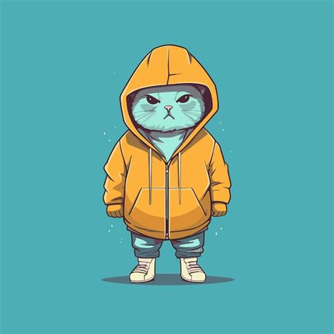 Premium Vector Cute Cat Character Illustration Cat Wearing Jacket