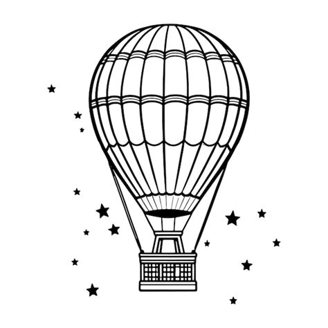 Premium Vector | Hot air balloon outline coloring page illustration for ...