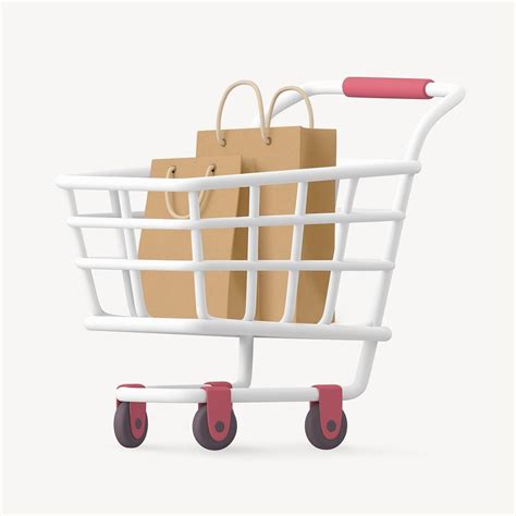 Download Premium Psd Image Of Shopping Cart With Bags 3d