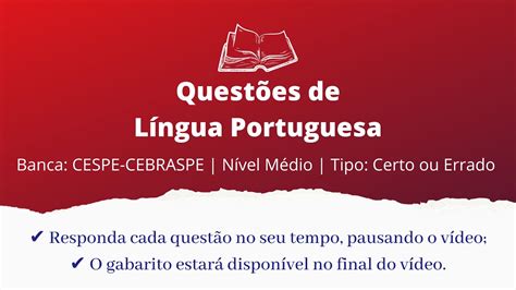 Quest Es De L Ngua Portuguesa Cespe Cebraspe Youtube