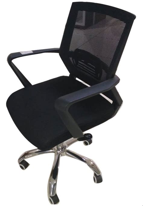 Rexine Medium Back Ergonomic Revolving Chair For Office Black At Rs