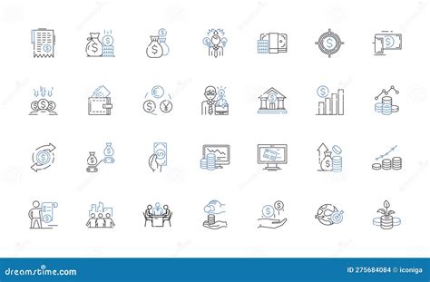 Fiscal Management Line Icons Collection Budgeting Forecasting