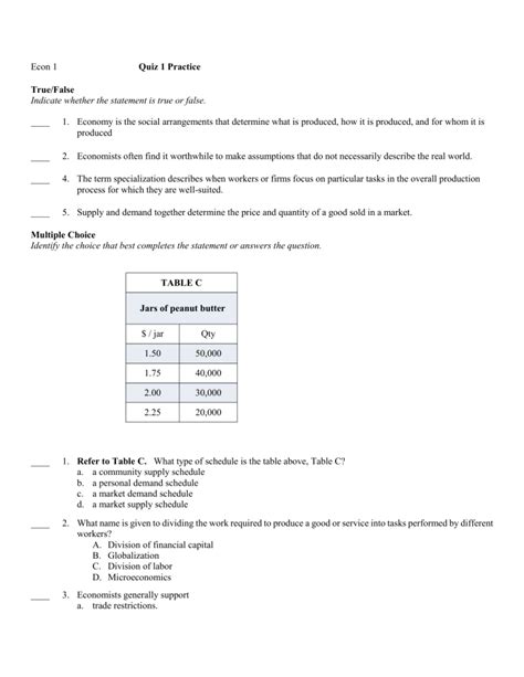 Econ 13 Practice Questions For Quiz I