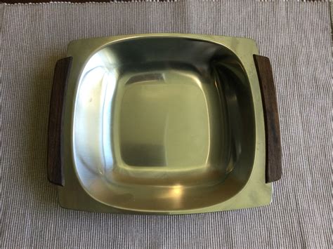 Vintage Selandia Denmark Stainless Steel Serving Bowl Wood Etsy