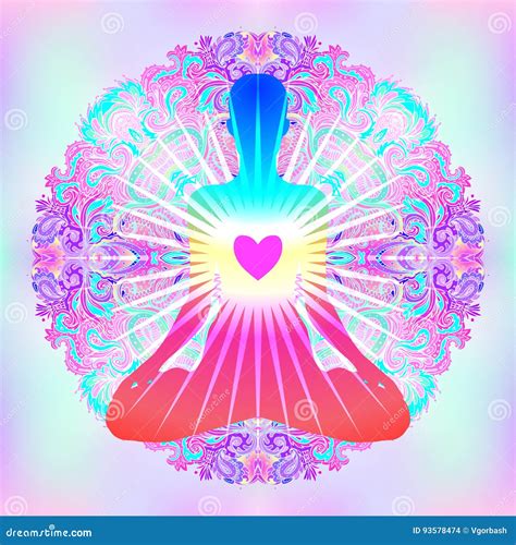 Heart Chakra Concept Inner Love Light And Peace Stock Vector