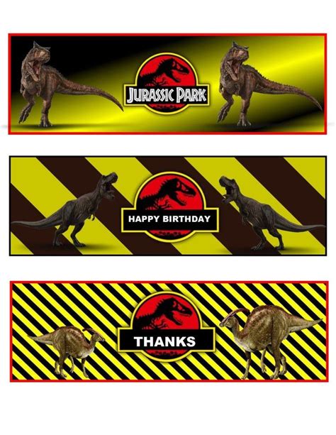 Jurassic Park Water Bottle Label Printable Jurassic Park Etsy Birthday Party At Park Dinosaur