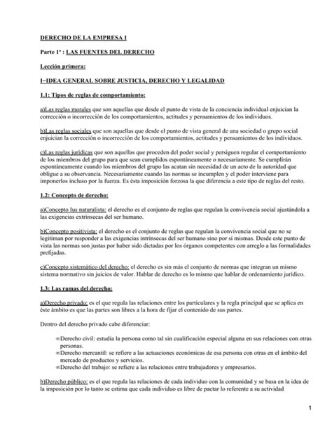 Derecho De La Empresa I Lección Primera