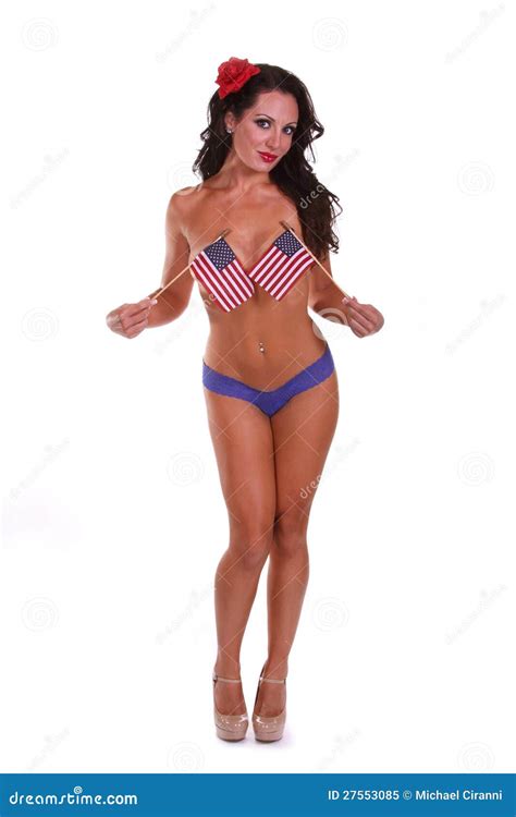 4th Of July Babe With American Flags Royalty Free Stock Photo Image