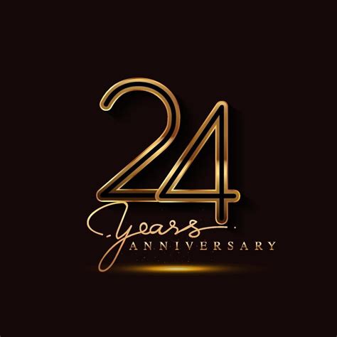 24 Years Anniversary Logo Golden Colored Isolated On Black Background