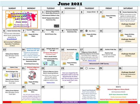 June Calendar BeConnected Support Services