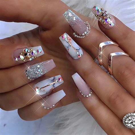 Coffin Nail Designs With Diamonds Design Talk