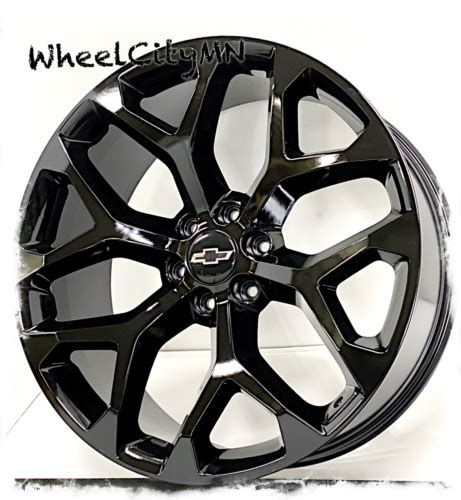 24 Gloss Black OE Replica Snowflake SFO 5668 Rims Fits 2022 Chevy